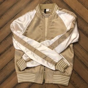 H&M Gold and Off White Varsity Jacket